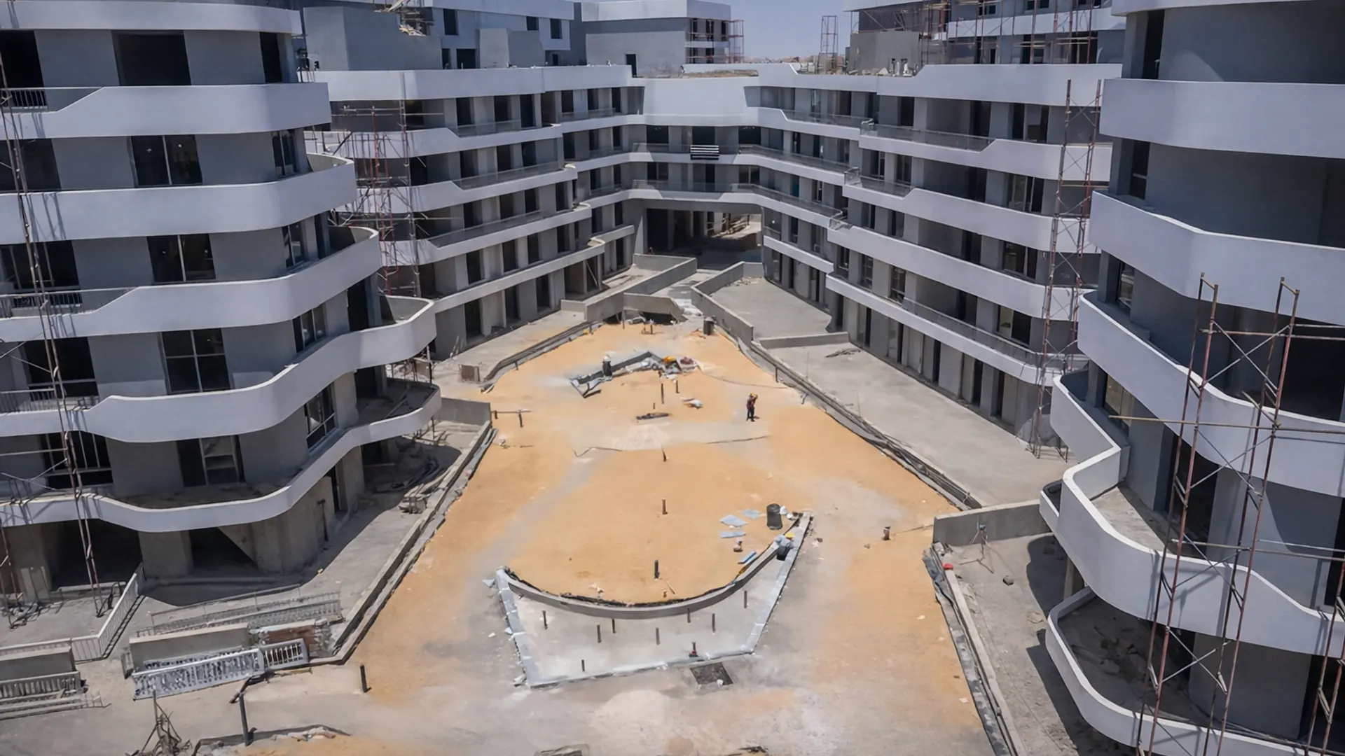 Construction site of the Bloomfields residential development in Mostakbal City, Egypt